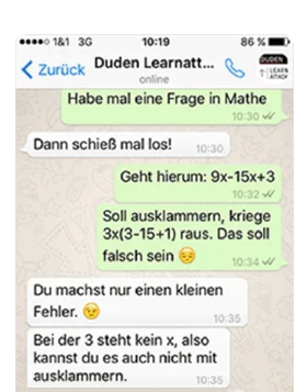 WhatsApp Unterhaltung mit KI-Tutor Kim