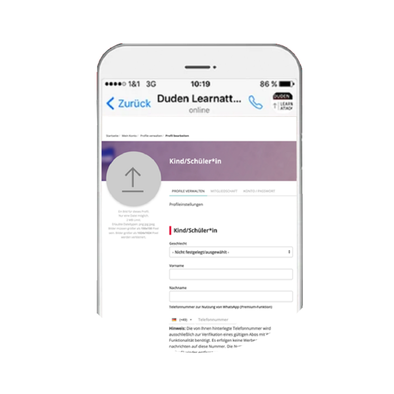 WhatsApp Tutor Onboarding Schritt 2: Handynummer im Profil hinterlegen