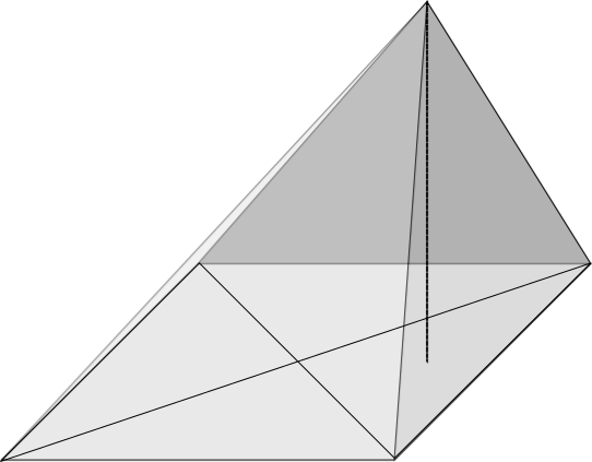 schiefe Pyramide mit quadratischer Grundfläche