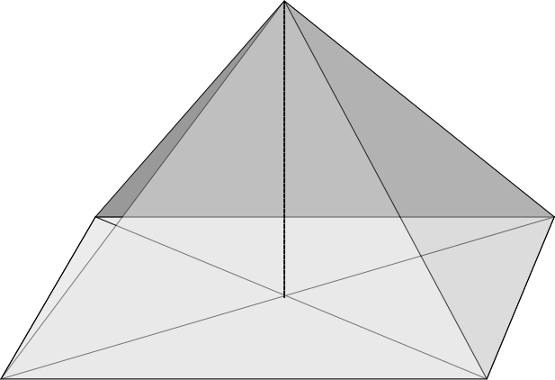 Bild einer unregelmäßig, geraden und rechteckigen Pyramide
