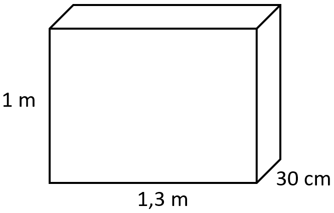 Karton mit den Maßen 1m x 1,3m x 0,3m