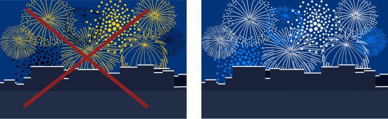 Feuerwerk in verschiedenen Farben