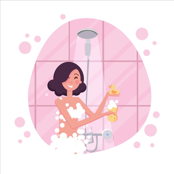 Eine Frau unter der Dusche