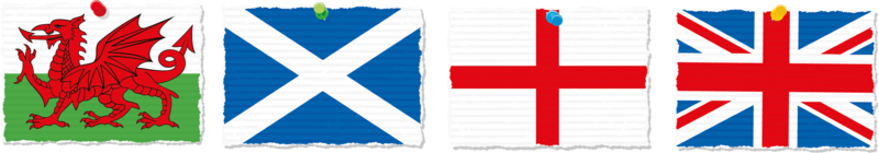 verschiedene Flaggen Großbritanniens