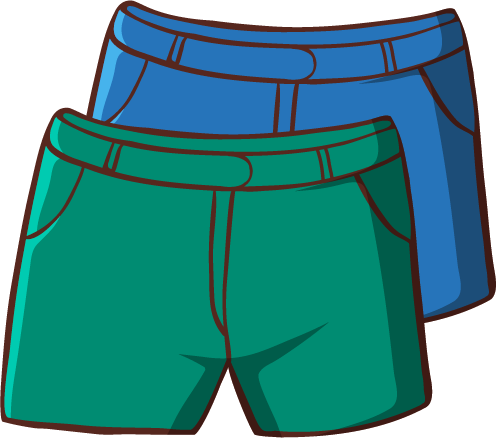 eine blaue und grüne kurze Hose