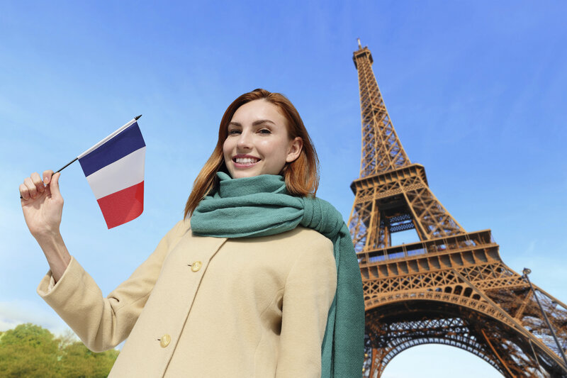 Frankreich-Eiffelturm-Frau