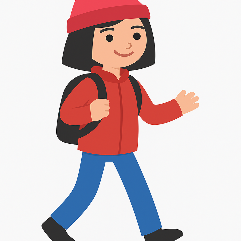 Mädchen geht zur Schule